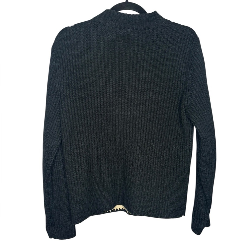 Vtg. Designer Studio Orig. Patchwork Suede Leather-Knit Zip Up Jacket Sweater M - Picture 6 of 10